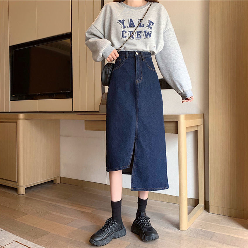 Chân váy denim lưng cao phong cách Hàn Quốc 2021 trẻ trung xinh xắn | BigBuy360 - bigbuy360.vn