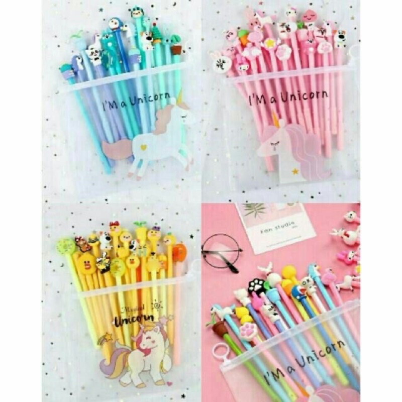 Combo 20 Bút Bi Cute, Bút Nước Giá Sỉ Nhiều Mẫu Hoạt Hình Cực Hot