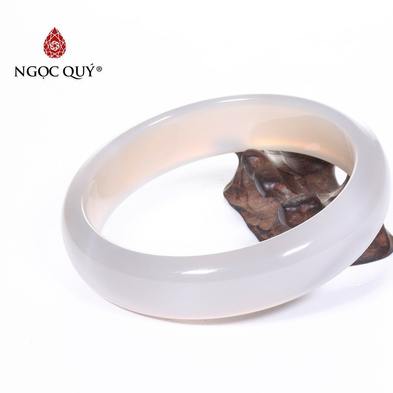 Vòng tay liền khối đá mã não lông chuột agate mệnh thủy , kim - Ngọc Quý