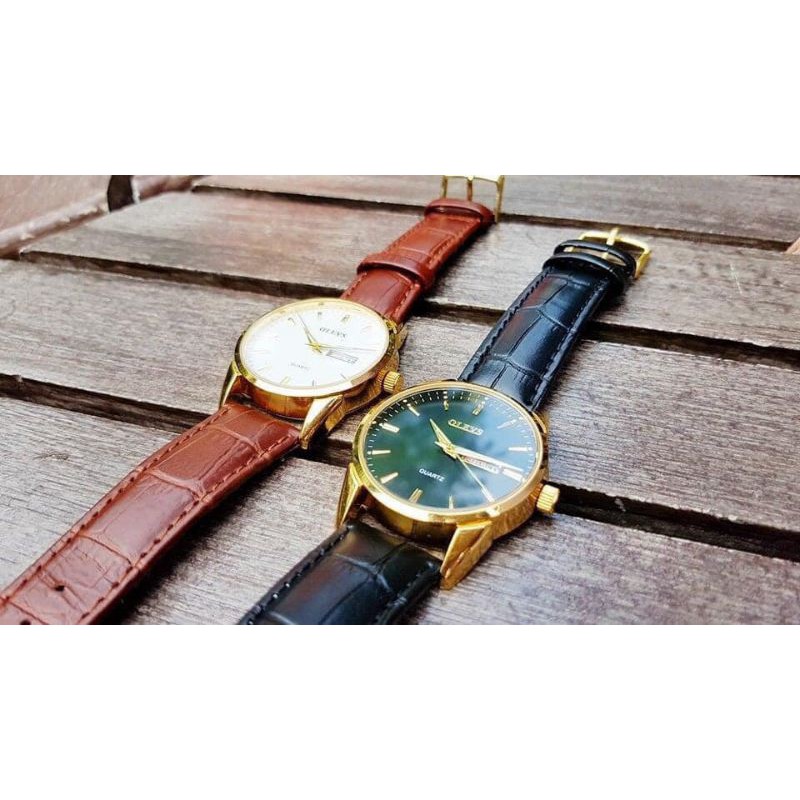 Đồng Hồ Nam OLEVS Dây Da Có Lịch Chống Nước Thời Trang