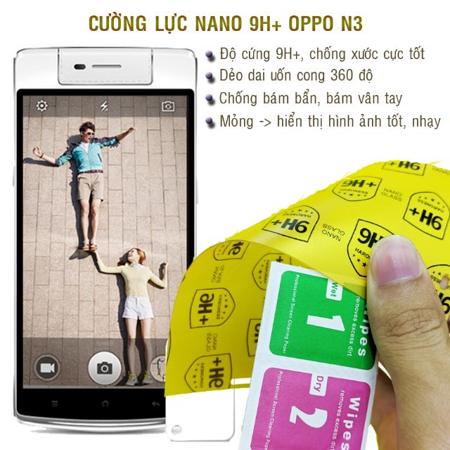 Dán cường lực dẻo nano trong hoặc nhám cho Oppo N3