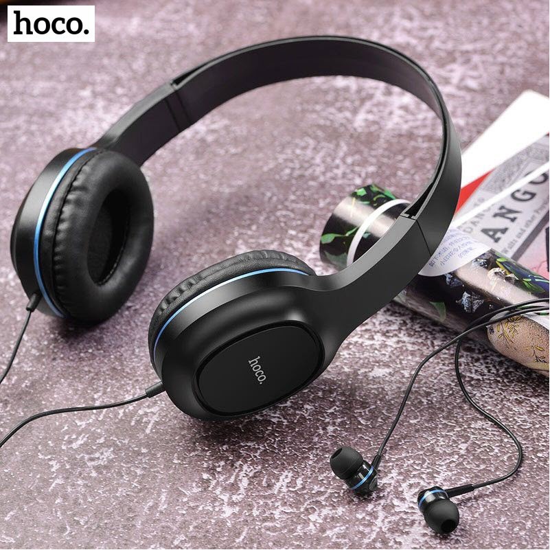 Bộ 2 tai nghe có dây Hoco W24 chụp tai và nhét tai Enlighten 3.5âm thanh cực hay