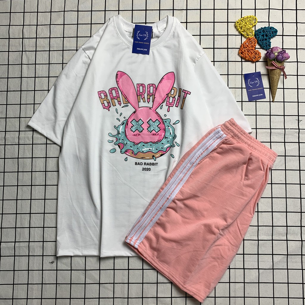 Set Bộ Cartoon Unisex Bad Rabit Quần Đùi 3 Line – Lapi VN, Đồ Mặc Nhà, Freesize Nam Nữ Đều Mặc Được