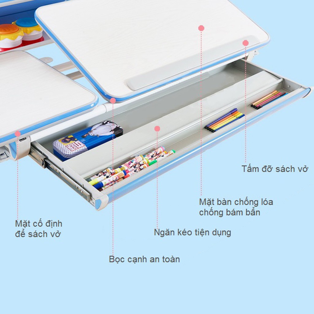 Bàn học sinh thông minh, chống gù chống cận Hanover D01L cao cấp nhất thị trường