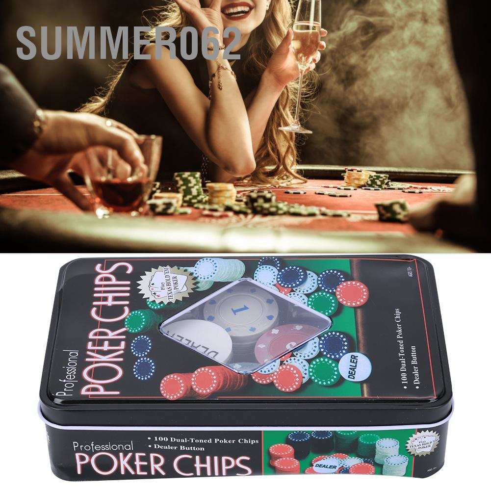 Bộ 100 cái chip poker với hộp đựng gọn nhẹ cho trẻ em và người lớn chơi trò chơi