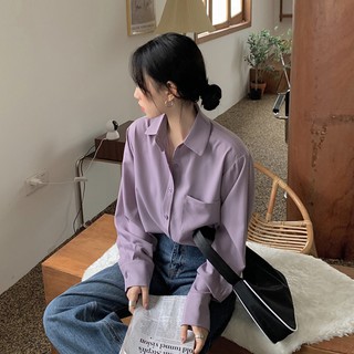 (ORDER) Áo sơ mi nữ dài tay màu trơn đơn giản vintage công sở trẻ trung nhẹ nhàng (NEW ARRIVALS 2020)