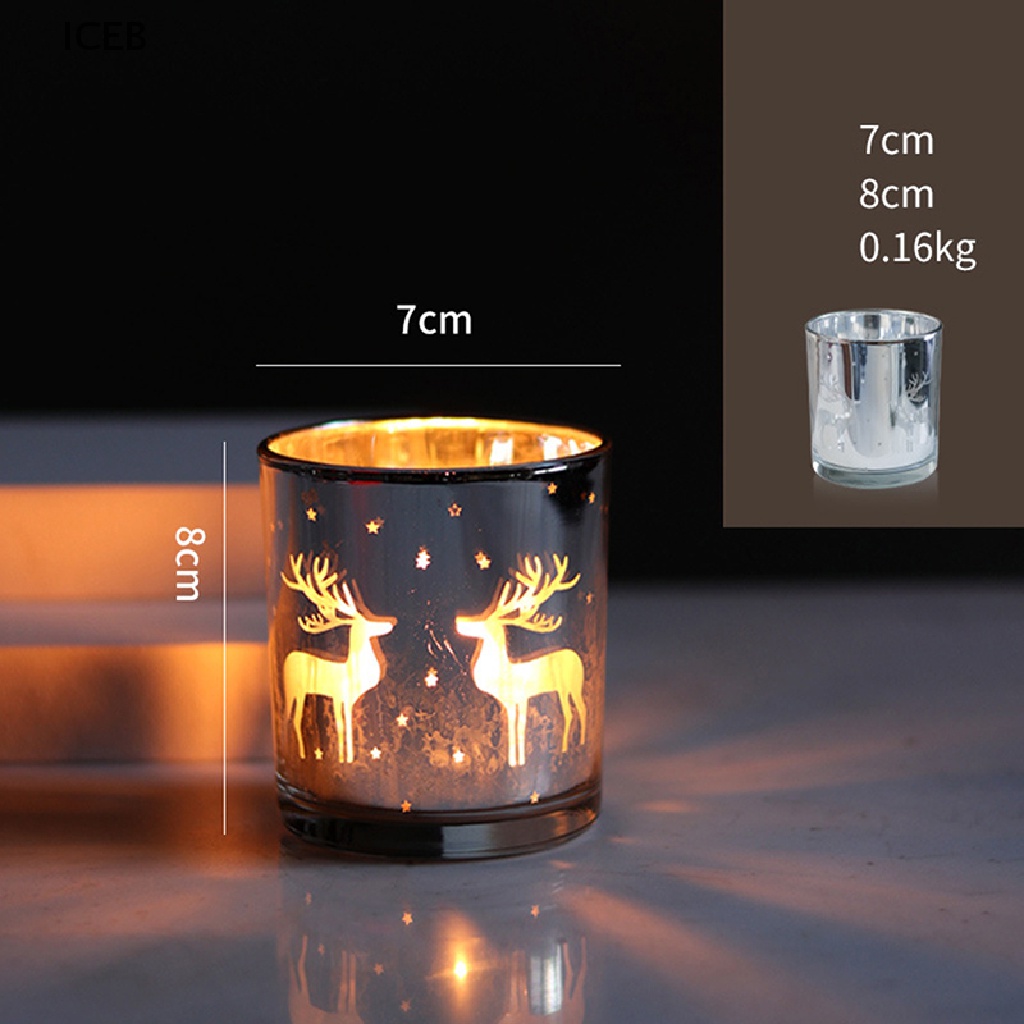 Ic Hũ Thủy Tinh Rỗng Đựng Hương Thơm Thủ Công Họa Tiết Tuần Lộc Giáng Sinh Màu Bạc Trang Trí Nội Thất