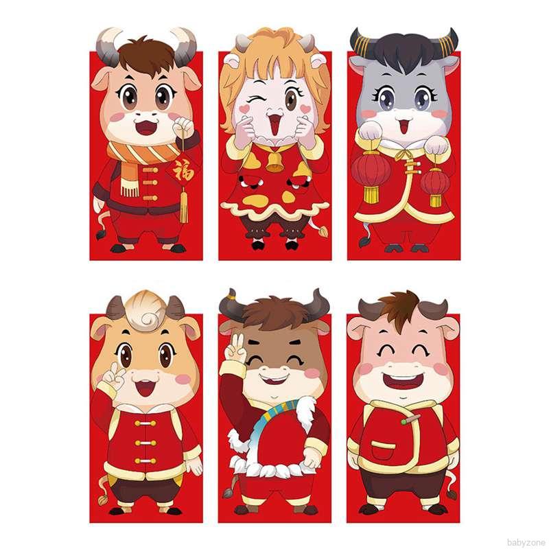 Set 5/6 bao lì xì tông đỏ may mắn độc đáo