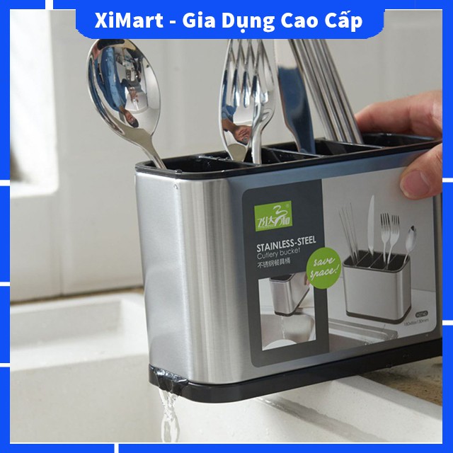 [MỚI] Giá cắm dao đũa thìa Inox 304 cao cấp - Kệ để dao thìa hình vuông đứng tiện lợi bảo hành 24 tháng - XiMart