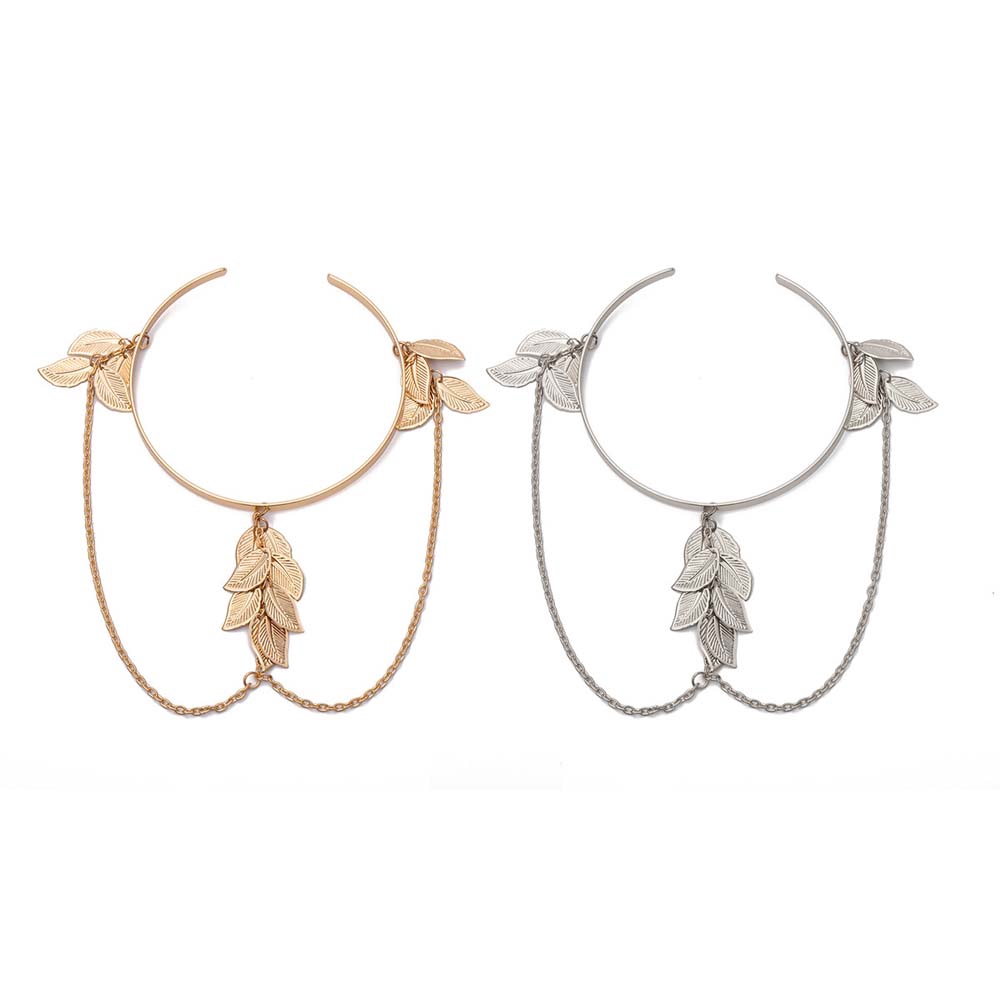 Vòng đeo bắp tay phối sợi xích trang trí mặt lá cá tính thời trang | BigBuy360 - bigbuy360.vn