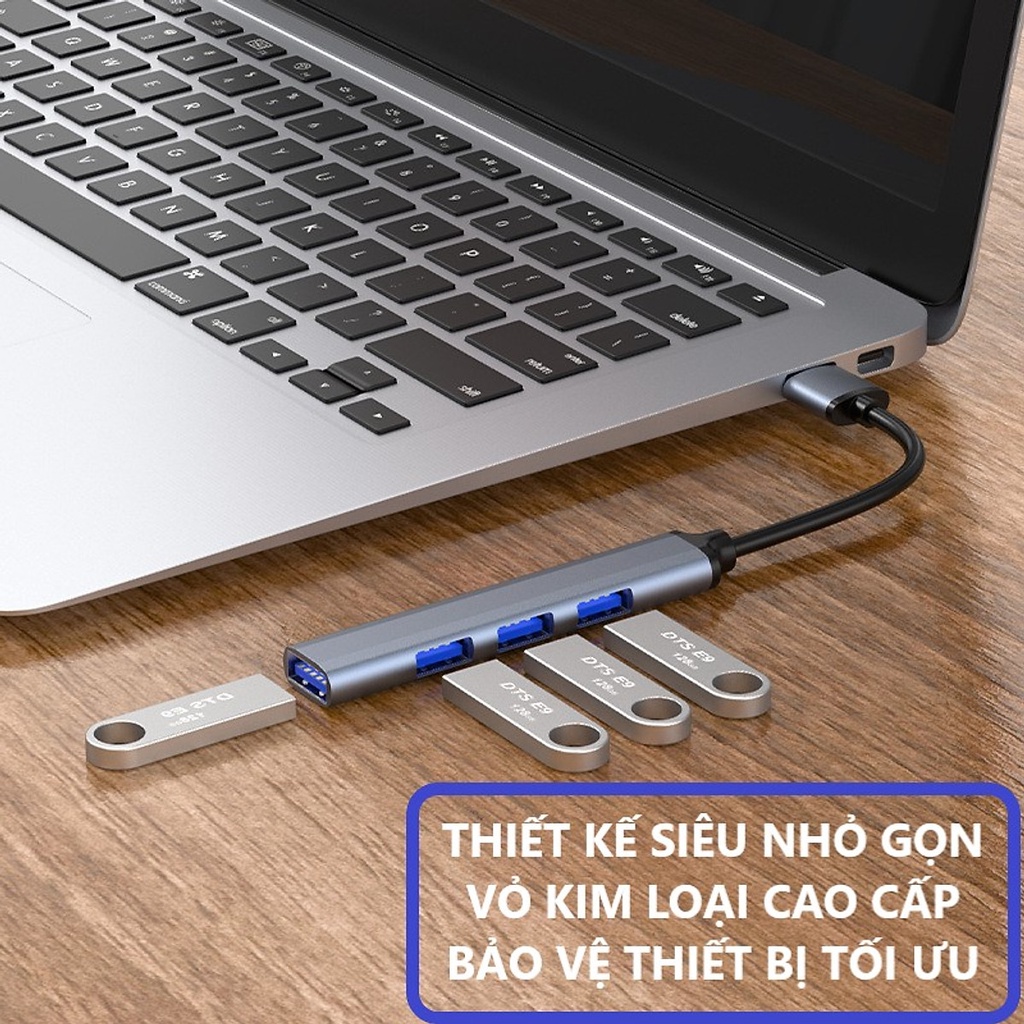 [GIAO 2H HÀ NỘI] HUB TYPE C Và HUB USB 3.0 Tốc Độ Cao Chia 4 Cổng VinBuy, HUB Chuyển Đổi Dành Cho Macbook Pro Laptop PC