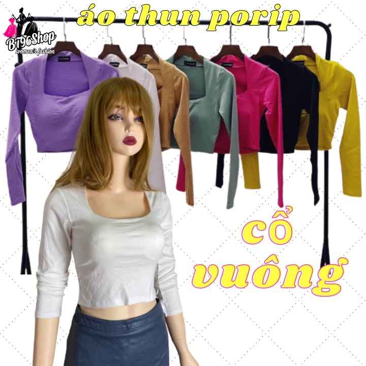 Áo Kiểu Nữ Croptop Thun Borip Cổ Vuông Tay Dài Có Mút Ngực Mẫu Mới Siêu Hot | BigBuy360 - bigbuy360.vn