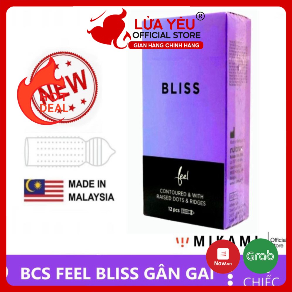 Bao Cao Su FEEL BLISS GÂN GAI - KÉO DÀI THỜI GIAN -  nhiều gel bôi trơn combo bcs durex/sagami/ok/olo/invisible/feel BCS