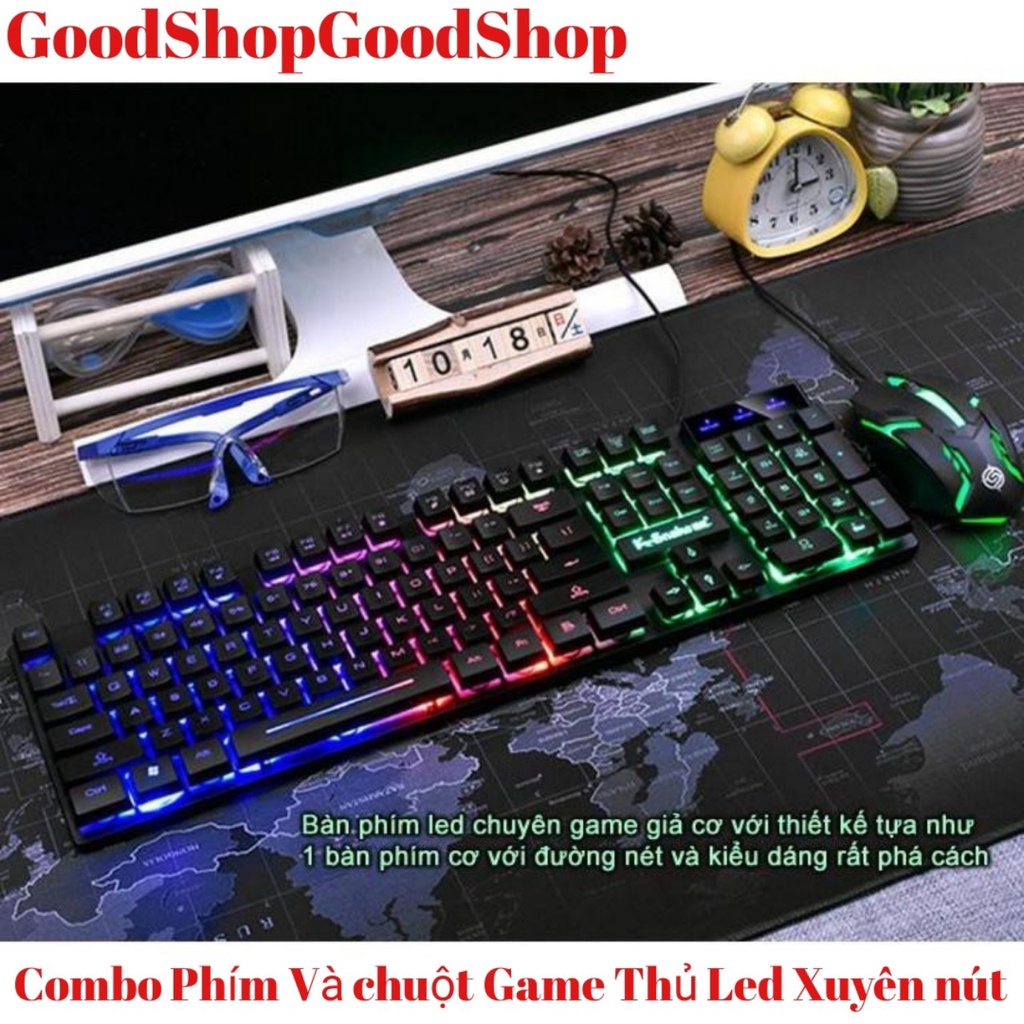 COMBO PHÍM CHUỘT GAME THỦ 320 LED XUYÊN PHÍM 7 MÀU CỰC NHẠY CHUỘT DI CỰC CHUẨN XÁC