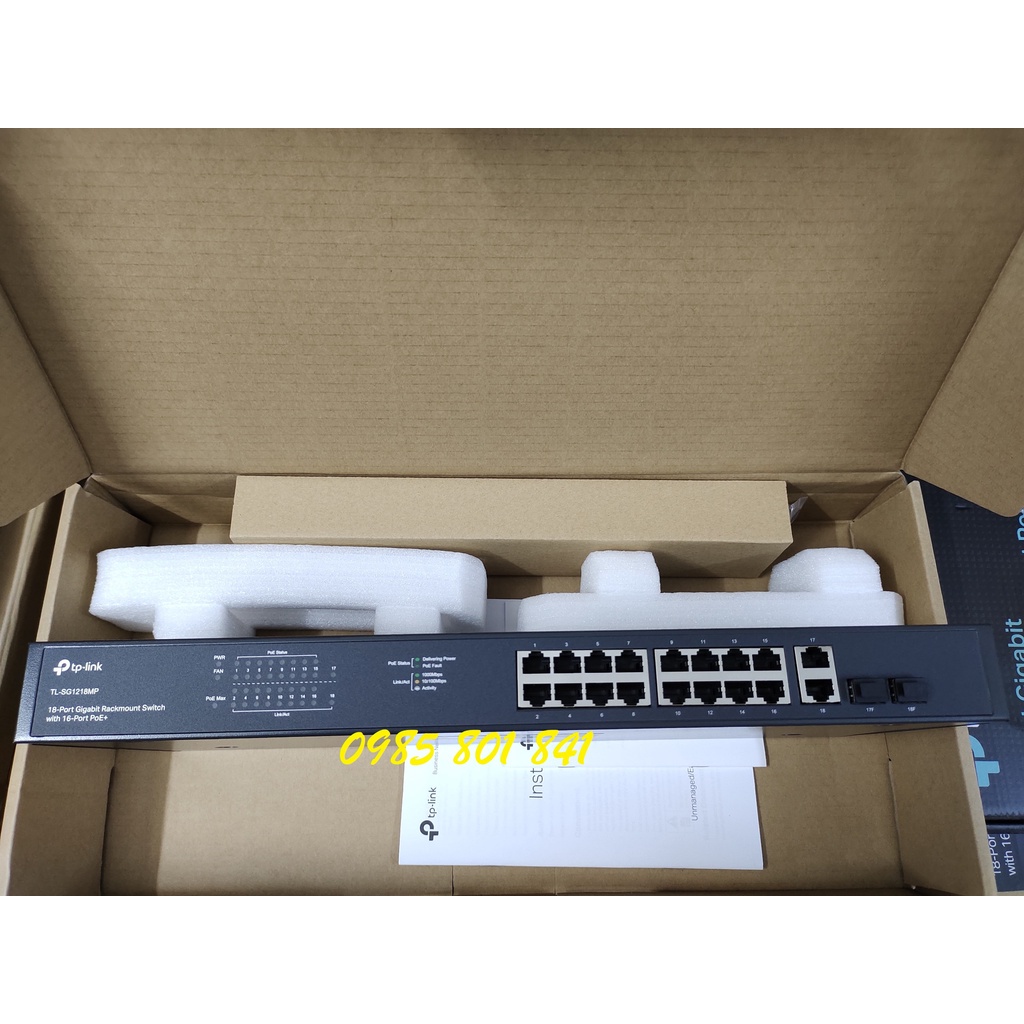 Bộ chia mạng PoE 18 cổng Gigabit Rackmount với 16 PoE + TL-SG1218MP. Hàng chính hãng TP-LINK