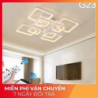 Đèn Ốp trần phòng khách, đèn LED trang trí  8 cánh vuông hiện đại có 3 chế độ sáng kèm điểu khiển từ xa 8 ô vuông