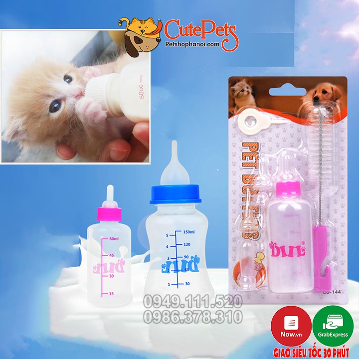 Bình sữa dành cho chó mèo con 150ml và 60ml - CutePets Phụ kiện thú cưng Pet shop Hà Nội