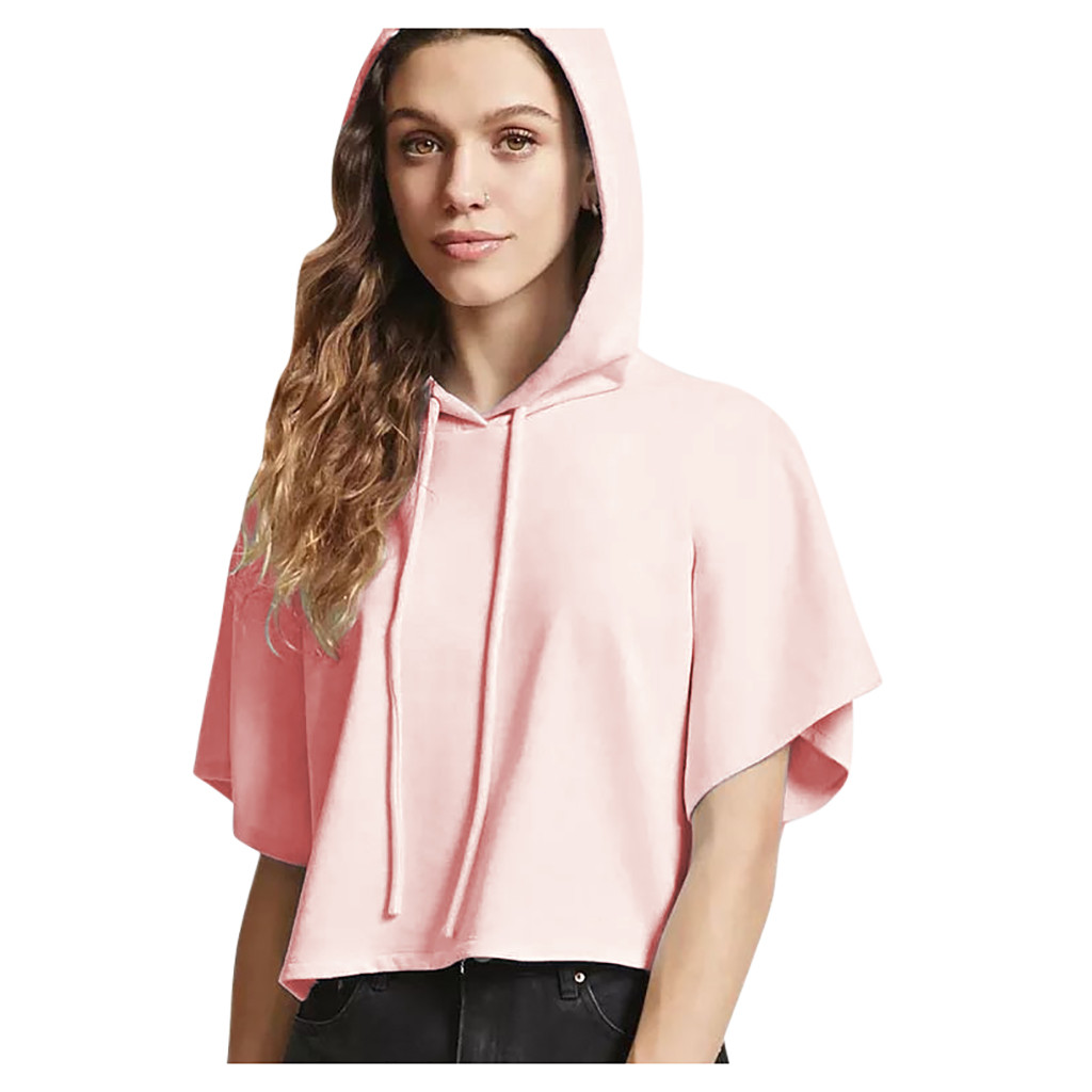 Áo Hoodie Lửng Ngắn Tay Phong Cách Năng Động Trẻ Trung Dành Cho Nữ