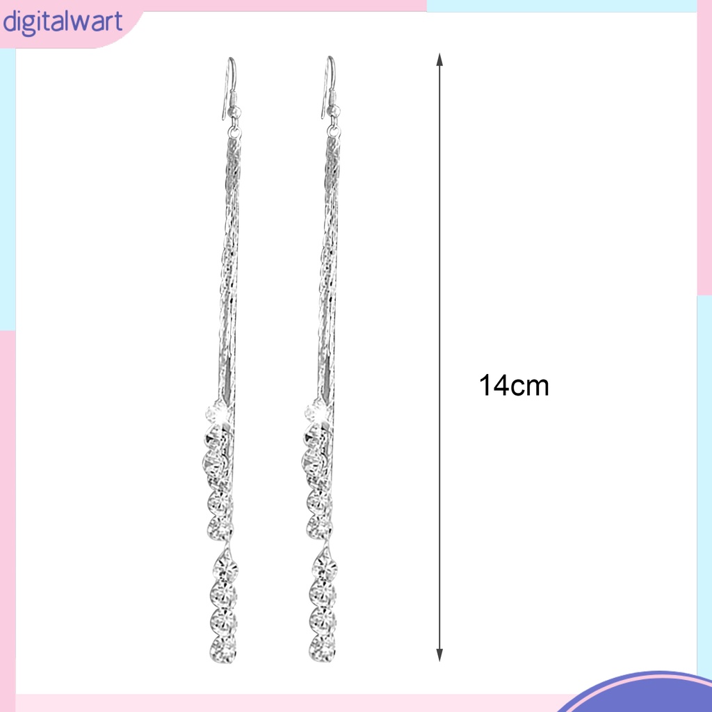 Cặp khuyên tai dài thiết kế đính đá pha lê nhân tạo sang trọng cá tính dành cho nữ