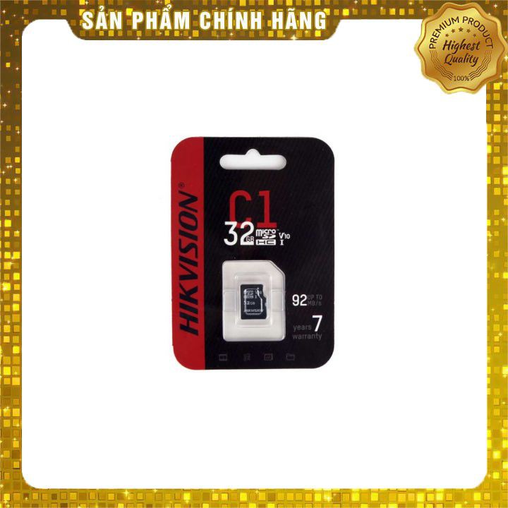 [HÀNG CHÍNH HÃNG] Thẻ Nhớ Micro SD HIK VISION C1 32GB 92Mb/s Sản Phẩm Sử Dụng Đa Năng