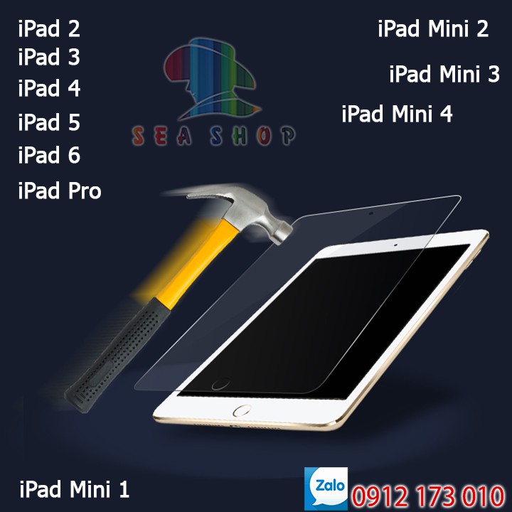 Kính cường lực iPad 2, iPad 3, iPad 4, iPad Air, iPad Pro, iPad mini 1, 2, 3 - Dán màn hình 2.5D - Ship hàng trong ngày