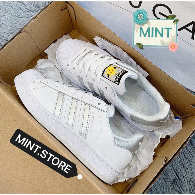 (Video cận cảnh) Giày thể thao sneakers super star sọc bạc