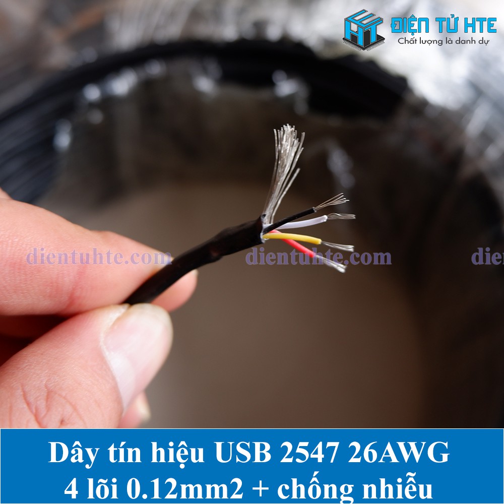 Dây tín hiệu 2547 USB 4 lõi 0.12mm2 có chống nhiễu lõi 26AWG vỏ PVC (1 mét) [HTE Quy Nhơn CN2]