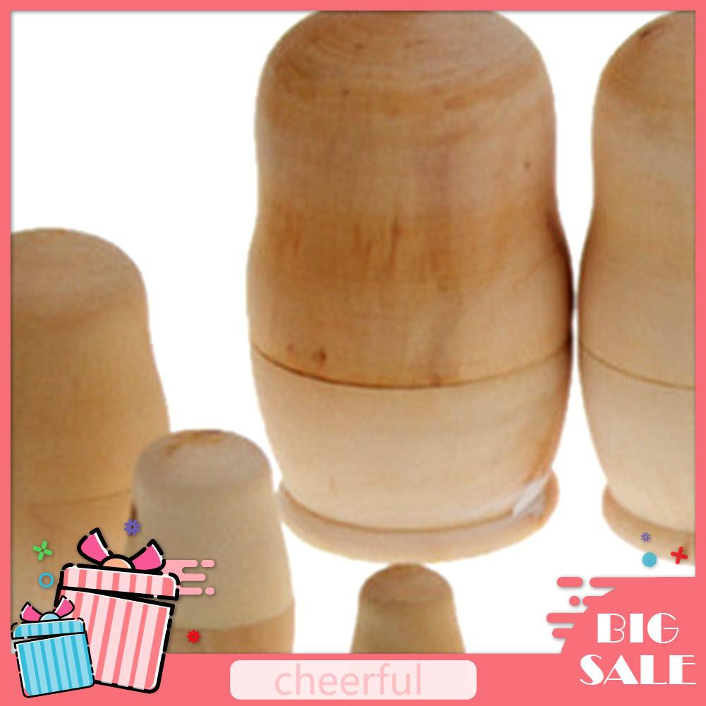 Bộ 5 Búp Bê Nga Matryoshka Bằng Gỗ Chưa Sơn