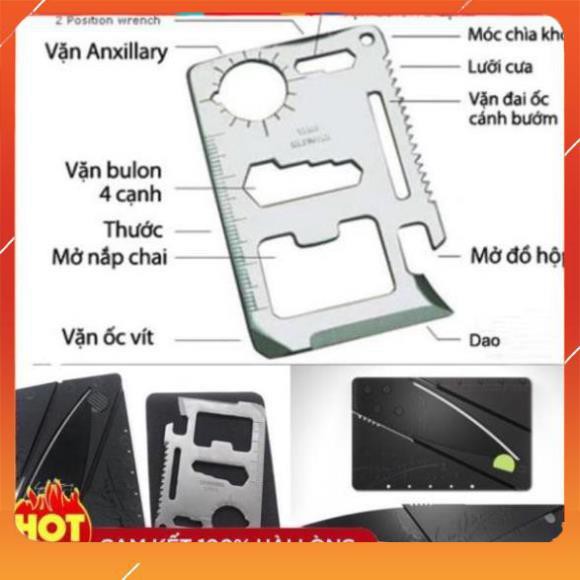 Combo 2 món miếng thép đa năng 11 công dụng và dao cắt hình ATM xếp gọn khi đi phượt dã ngoại, cắm trại ❤