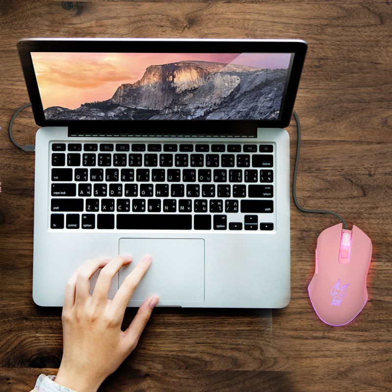 Chuột chơi game 2400dpi hình thỏ màu hồng dễ thương có đèn led nền