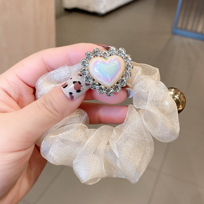 Dây Buộc Tóc Lưới Đính Đá Ngọc Trai Phong Cách Hàn Quốc