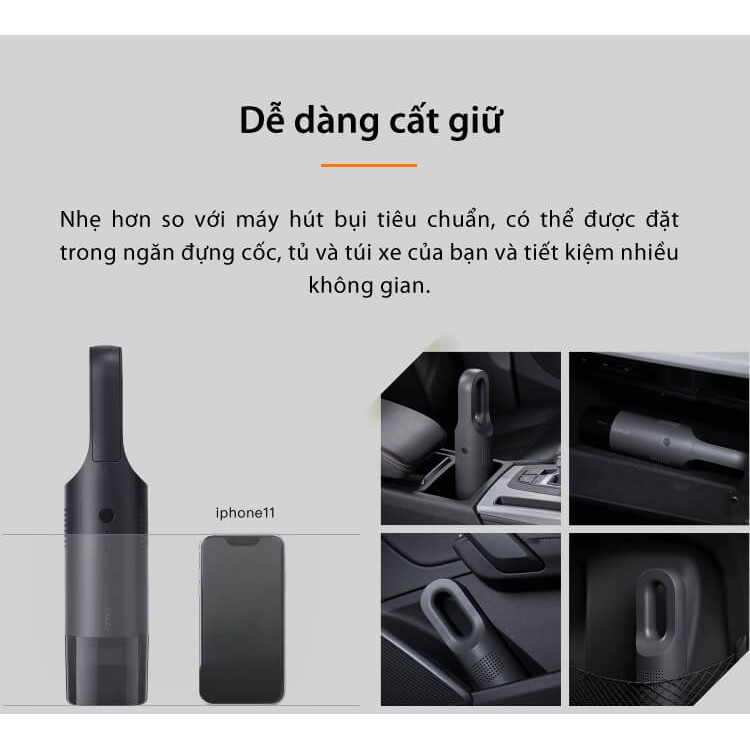 Máy Hút Bụi Cầm Tay Ô tô Xiaomi 70 mai Vacuum Cleaner Swift Vệ Sinh Nội Thất Tích Hợp Pin Công Suất 80W