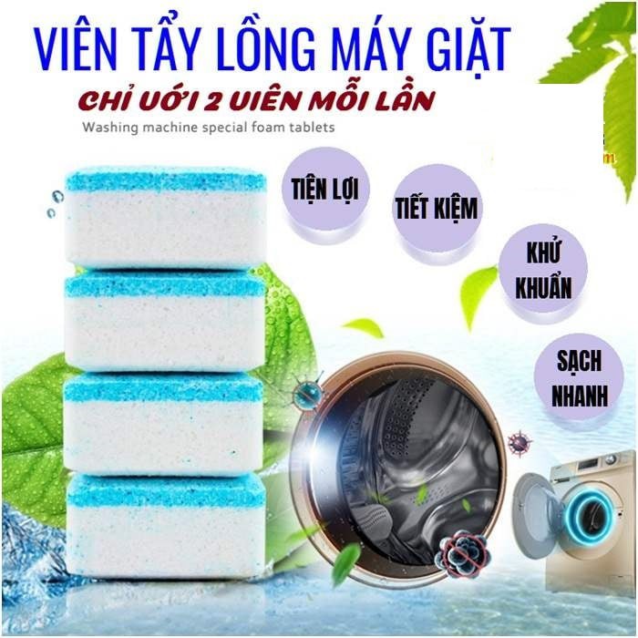 VIÊN SỦI TẨY LỒNG LOẠI BỎ CHẤT BẨN TỰ VỆ SINH MÁY GIẶT [12 VIÊN/HỘP]