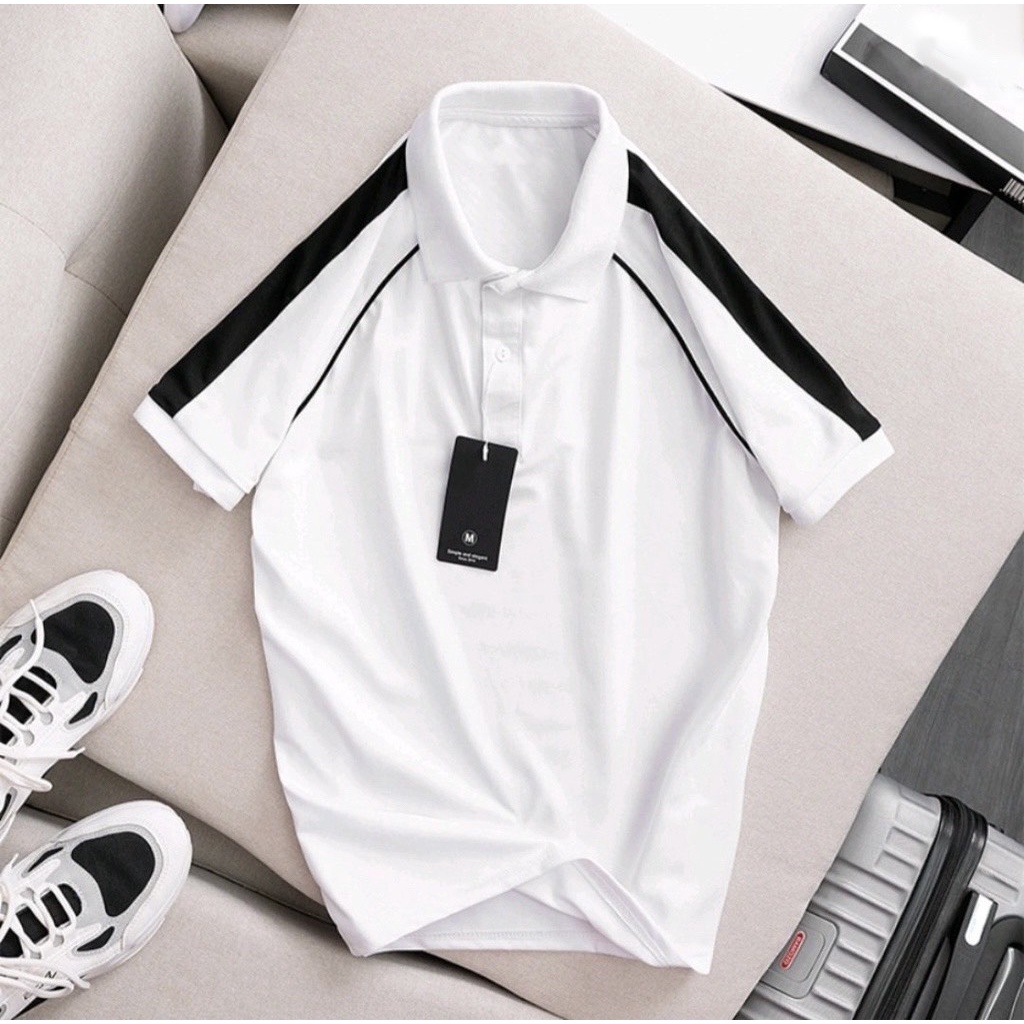 Áo Thun Nam có cổ Q5 phối màu vải cá sấu cotton CVC co dãn thanh lịch