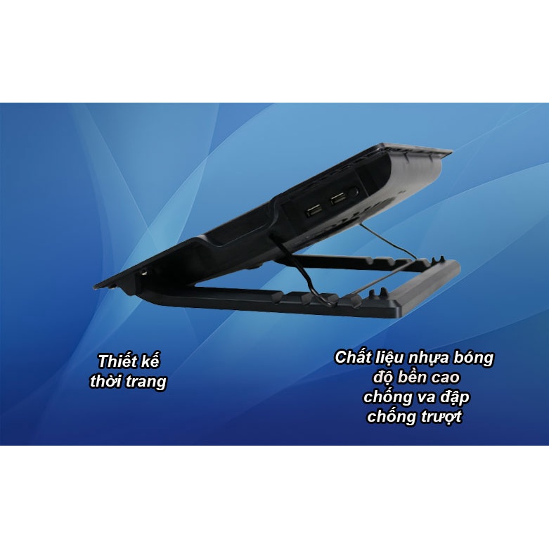 Đế Tản nhiệt/ Fan laptop N99  COOLING PAD cho laptop từ 13.3 đến 17 inch 2 Fan , Đế Nâng 45 Độ