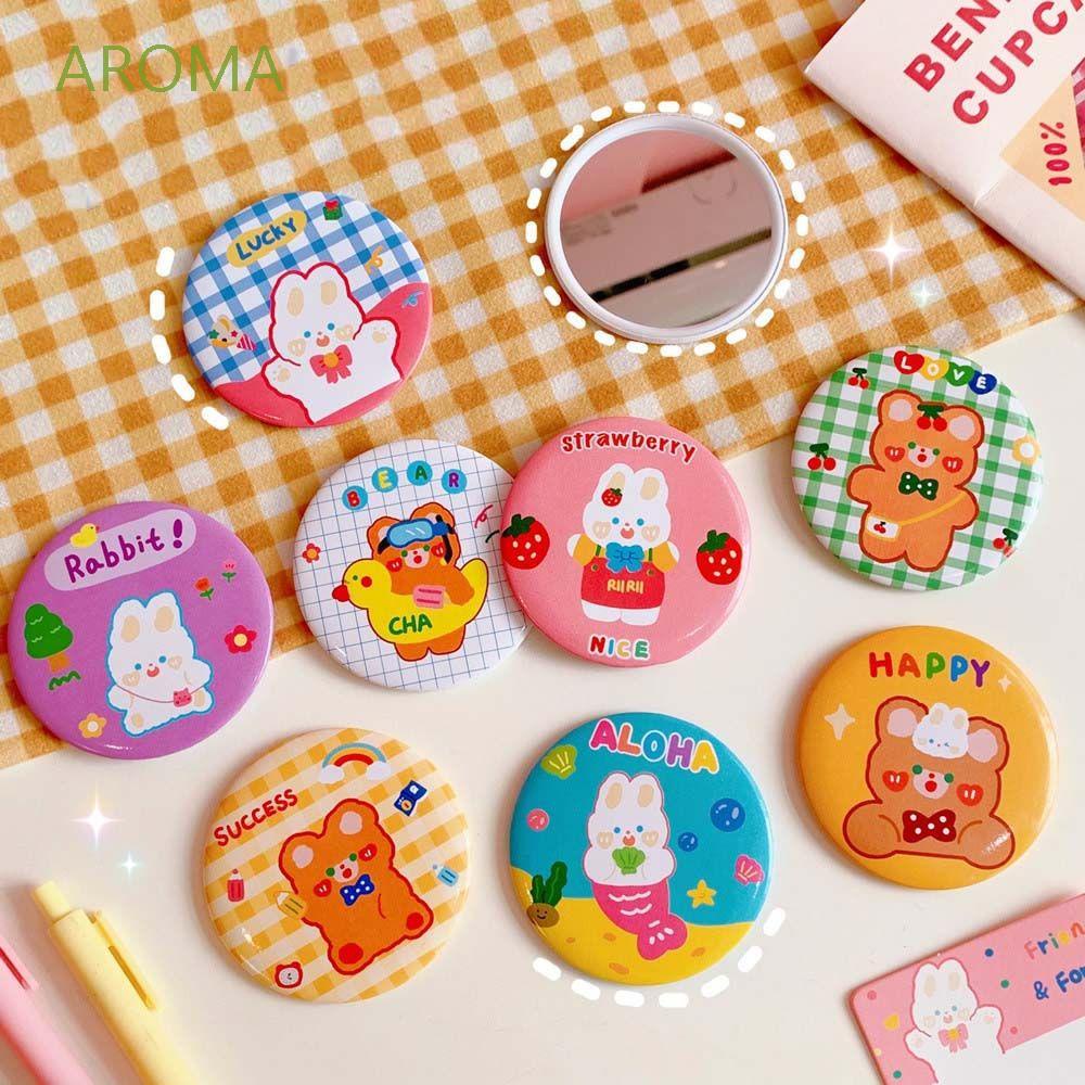 [Hàng mới về] Gương trang điểm hình tròn mini họa tiết hoạt hình dễ thương dành cho bạn gái
