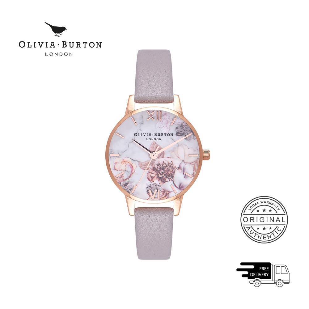 Đồng Hồ Nữ Olivia Burton Marble Florals Màu Trắng & Họa Tiết Hoa (OB16CS14)
