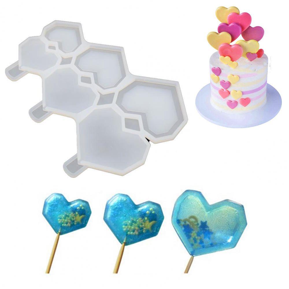 AUGUSTINA Khuôn Làm Kẹo Mút Hình Trái Tim / Tròn Độc Đáo Tiện Dụng DIY