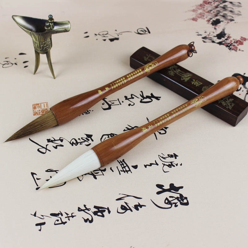 Bút Lông Thư Pháp Đại Tự Lang Hào Cán Gỗ Màu Nâu M196