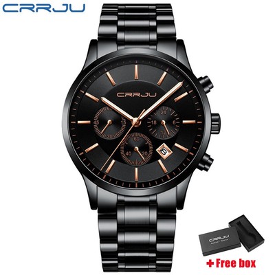 Đồng Hồ CRRJU 2262 Dây Bằng Thép Không Gỉ Chống Thấm Nước Kiểu Dáng Thời Trang Dành Cho Nam