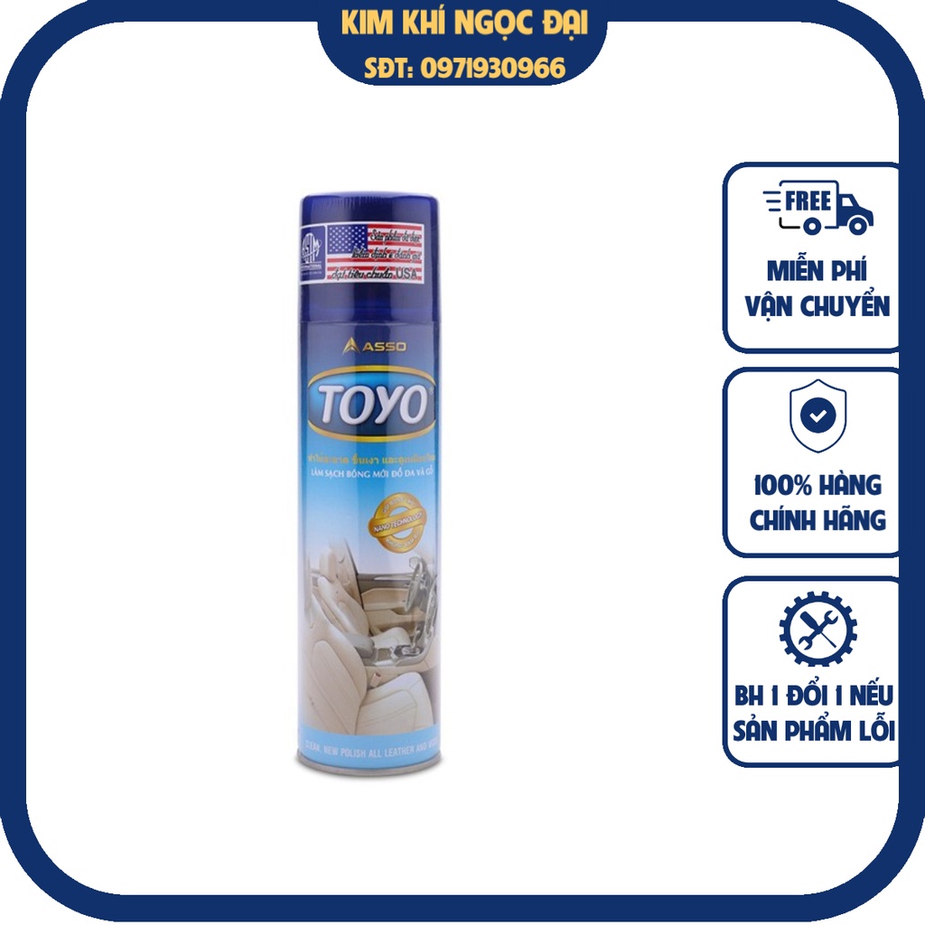 Chai xịt Toyo 500ml làm bóng bóng đồ gỗ, da nội thất ô tô