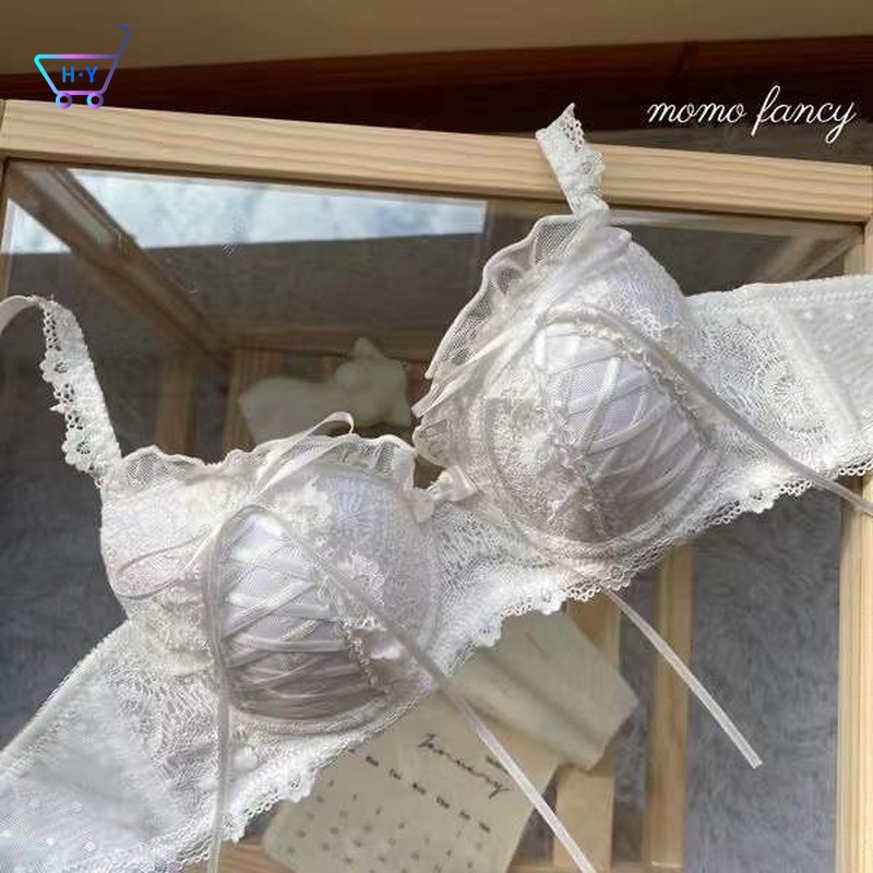 Áo Ngực Ren Thêu Hoa Phối Dây Ruy Băng Chéo Không Gọng Gợi Cảm Cho Nữ