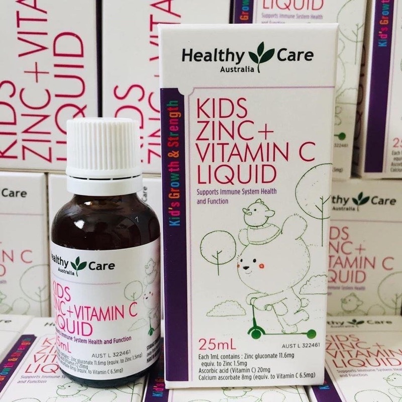 Kẽm Nước Healthy Care Kids Zinc + Vitamin C Liquid 25ml Tăng Cường Sức Đề Kháng Cho Bé