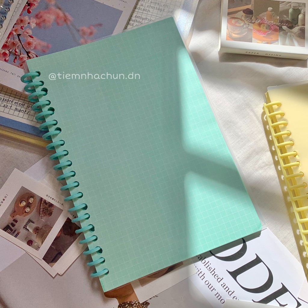 SỔ CÒNG BINDER GIẤY MÀU PASTEL SIZE A5 80 trang (ảnh thật) - sổ tay ghi chép màu pastel dot grid - Tiệm nhà Chun