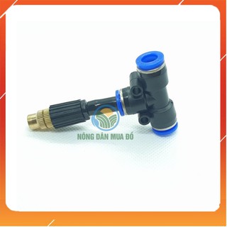 COMBO 10 Béc phun sương 1 hướng đầu đồng kèm nối nhanh chữ T 8MM- Béc tưới lan