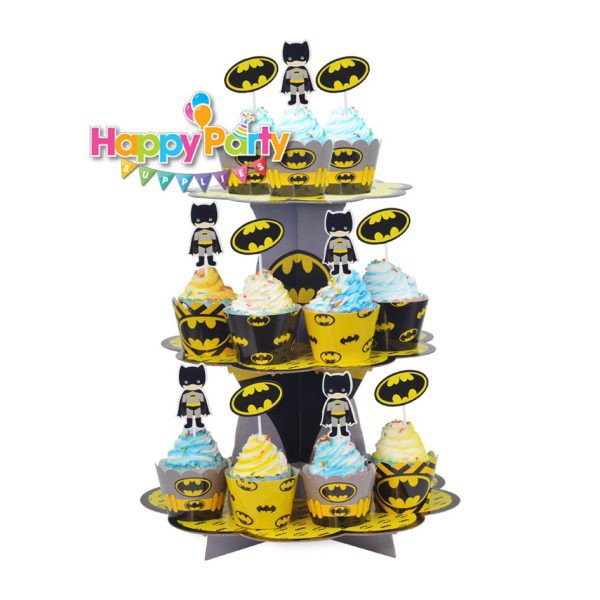 Set trang trí sinh nhật bé trai Bộ phụ kiện chủ đề Batman người dơi - happy birthday