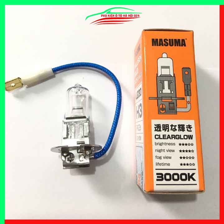 Bóng đèn H3 Halogen Masuma Nhật Bản điện áp 12v công suất 55W ánh sáng trắng 3000K