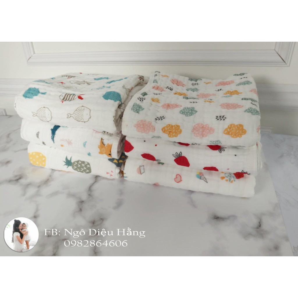 Chăn xô đa năng 6 Lớp Organic 100*110cm dùng làm chăn đắp khăn tắm quấn bé [sishibaby]