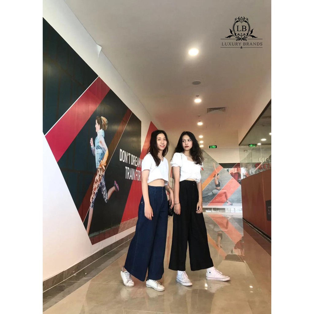 [CÓ SẴN] QUẦN CULOTTES BÒ JEAN CAO CẤP DÀI ỐNG RỘNG CẠP CAO 2 KHUY THỜI TRANG ULZZANG HÀN QUỐC