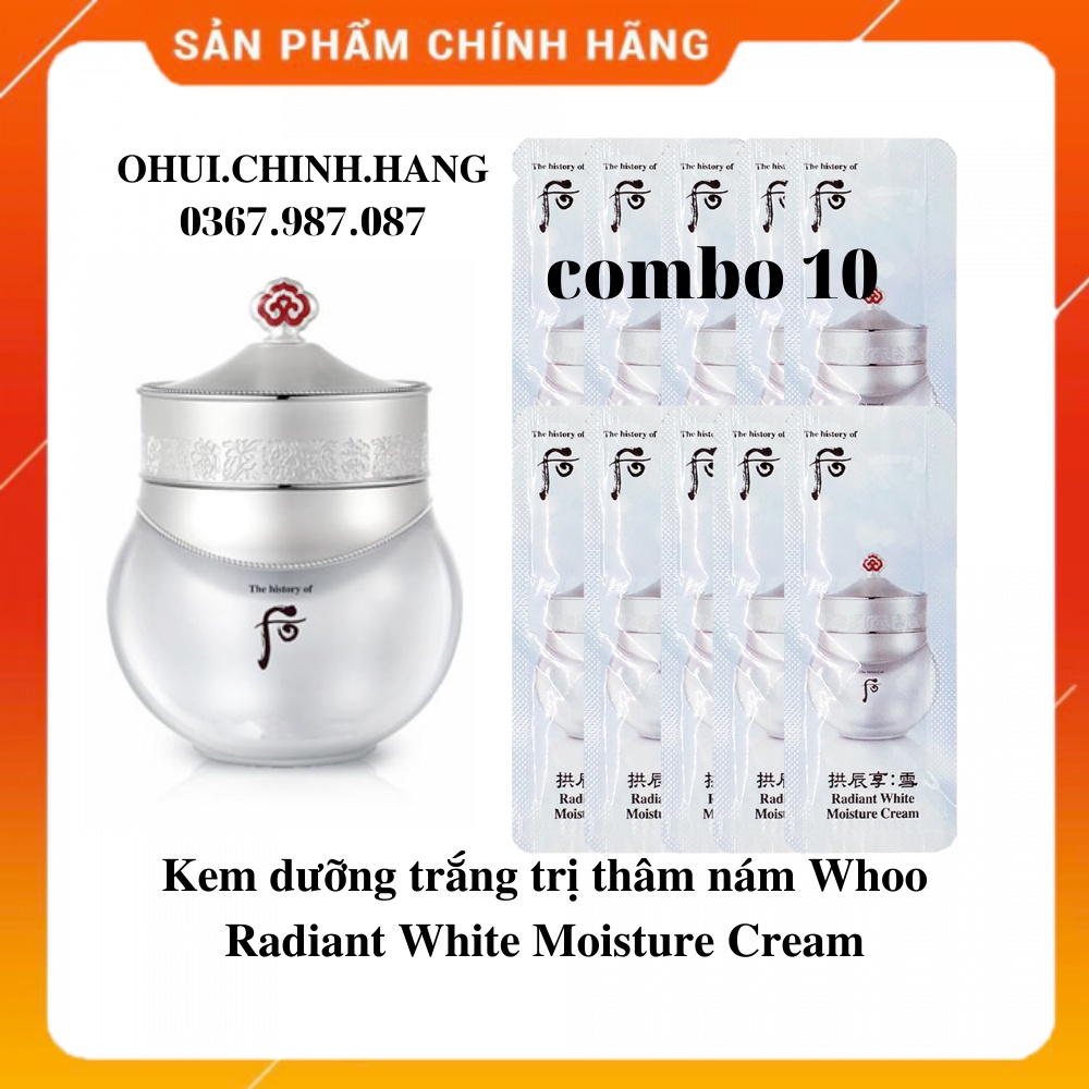 10 gói kem dưỡng trắng Whoo Gongjinhyang Seol Whitening Moisture Cream 1ml x10 Gói